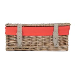 Red Hamper Wicker Antique Wash Cotton Lining 35cm Empty Hamper Basket in Red - thumbnail 4