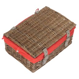 Red Hamper Wicker Antique Wash Cotton Lining 35cm Empty Hamper Basket in Red - thumbnail 3