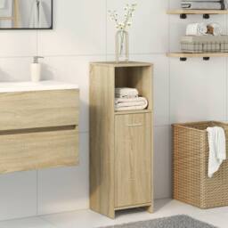 Berkfield Home Bathroom Cabinet Sonoma Oak 30x30x95 cm Engineered Wood in Brown - Size: 30 x 30 x 95 cm - thumbnail 3