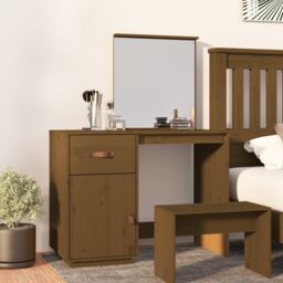 Berkfield Home Dressing Table Honey Brown 95x50x134 cm Solid Wood Pine - Size: 95 x 50 x 134 cm