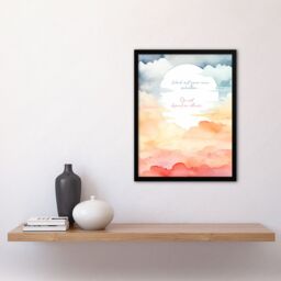 "Artery8 Wall Art Print Your Own Salvation Buddhist Mindfulness Quote Sun Clouds Framed Art in Orange - Size: W12"" x H16""" - thumbnail 4