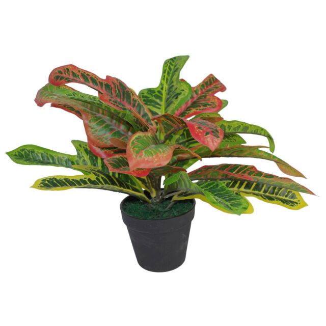 Leaf 40cm Artificial Codiaeum Multicoloured House Plant in Orange - image 1