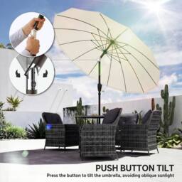 OUTSUNNY 2m Shanghai Garden Parasol Umbrella, Outdoor Sun Shade in Cream - thumbnail 7