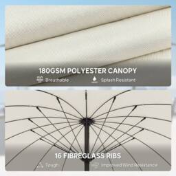 OUTSUNNY 2m Shanghai Garden Parasol Umbrella, Outdoor Sun Shade in Cream - thumbnail 5