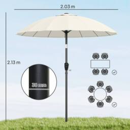 OUTSUNNY 2m Shanghai Garden Parasol Umbrella, Outdoor Sun Shade in Cream - thumbnail 3