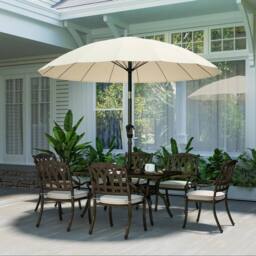 OUTSUNNY 2m Shanghai Garden Parasol Umbrella, Outdoor Sun Shade in Cream - thumbnail 8