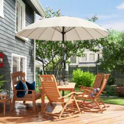 OUTSUNNY 2m Shanghai Garden Parasol Umbrella, Outdoor Sun Shade in Cream - thumbnail 9