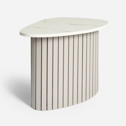 OHS Madison Ribbed Side Table Corner Bedroom Living Room Office Bedside in White - thumbnail 3