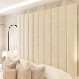 "Bed Choices Kensington Upholstered Luxury Panelled 70"" Bed Frame with Premium Chelsea Mattress in Cream - Size: Super King" - thumbnail 2