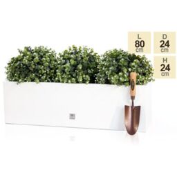 Primrose 80 x 24cm Gloss Fibreglass Trough Planter in White - Size: 80 x 24 cm - thumbnail 3