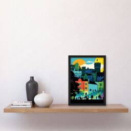 Artery8 Nottingham City Abstract Multicoloured Cityscape Artwork Framed Wall Art Print A4 in Black - thumbnail 2