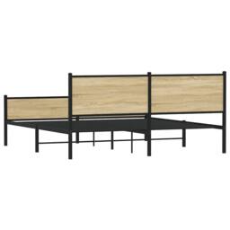 Berkfield Home Metal Bed Frame without Mattress Sonoma Oak 160x200 cm in Light Tan - thumbnail 7