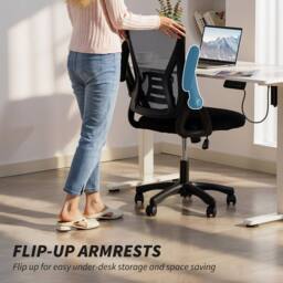 HOMCOM Office Chair, Desk Chair with Flip-up Armrests, Lumbar Support, Black - thumbnail 5