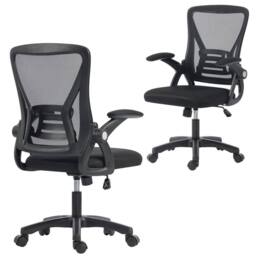 HOMCOM Office Chair, Desk Chair with Flip-up Armrests, Lumbar Support, Black - thumbnail 2