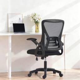HOMCOM Office Chair, Desk Chair with Flip-up Armrests, Lumbar Support, Black