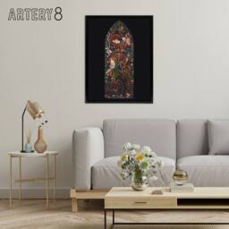 "Artery8 The Annunciation Stained Glass Framed Canvas Wall Art Print Burne Jones - Size: W12"" x H16""" - thumbnail 3