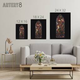 "Artery8 The Annunciation Stained Glass Framed Canvas Wall Art Print Burne Jones - Size: W12"" x H16""" - thumbnail 4