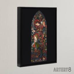 "Artery8 The Annunciation Stained Glass Framed Canvas Wall Art Print Burne Jones - Size: W12"" x H16""" - thumbnail 2