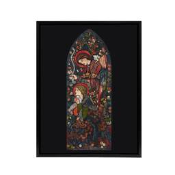 "Artery8 The Annunciation Stained Glass Framed Canvas Wall Art Print Burne Jones - Size: W12"" x H16""" - thumbnail 1