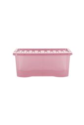 Wham Crystal 5 x 45L Stackable Plastic Storage Boxes with Lids in Pink - thumbnail 3