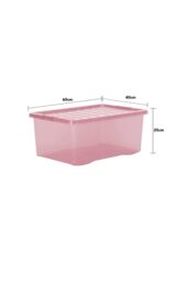 Wham Crystal 5 x 45L Stackable Plastic Storage Boxes with Lids in Pink - thumbnail 6