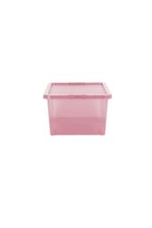 Wham Crystal 5 x 45L Stackable Plastic Storage Boxes with Lids in Pink - thumbnail 4