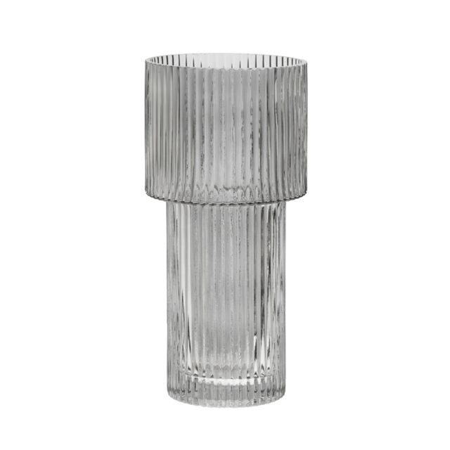 Orsina Small Ribbed Grey Glass Vase for Modern Home Decor, Small & Minimalistic Flower Vase for Living Room - image 1