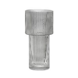 Orsina Small Ribbed Grey Glass Vase for Modern Home Decor, Small & Minimalistic Flower Vase for Living Room - thumbnail 1