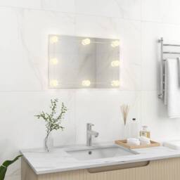 Berkfield Home Wall Mirror with LED Lights Rectangular Glass in Silver - thumbnail 3