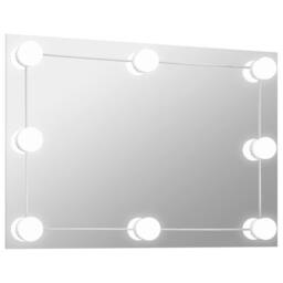 Berkfield Home Wall Mirror with LED Lights Rectangular Glass in Silver - thumbnail 2