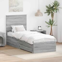 Berkfield Home Bed Frame Grey Sonoma & Silver 70 x 190 cm Engineered Wood