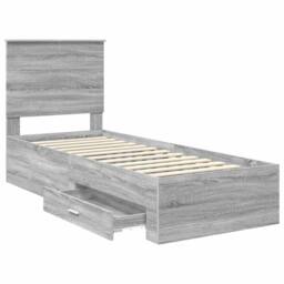 Berkfield Home Bed Frame Grey Sonoma & Silver 70 x 190 cm Engineered Wood - thumbnail 5