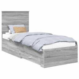 Berkfield Home Bed Frame Grey Sonoma & Silver 70 x 190 cm Engineered Wood - thumbnail 2