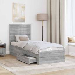 Berkfield Home Bed Frame Grey Sonoma & Silver 70 x 190 cm Engineered Wood - thumbnail 3