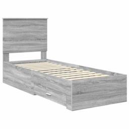 Berkfield Home Bed Frame Grey Sonoma & Silver 70 x 190 cm Engineered Wood - thumbnail 4