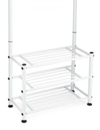 House of Home Clothes Stand Hallway Multi Purpose 18 Hooks Jackets Hats Bags 2 Shelves For Shoes White - thumbnail 4