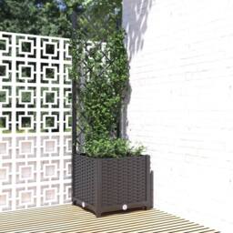 Berkfield Home Beautiful Garden Planter with Trellis Black 40x40x136 cm PP - Size: 40 x 40 x 136 cm - thumbnail 2