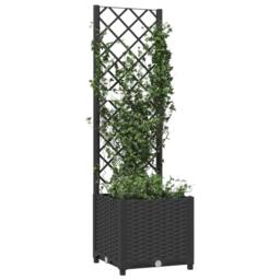 Berkfield Home Beautiful Garden Planter with Trellis Black 40x40x136 cm PP - Size: 40 x 40 x 136 cm - thumbnail 1