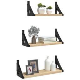 Berkfield Home Decorative 3 Piece Wall Shelf Set Sonoma Oak Engineered Wood in Light Brown