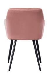 Life Interiors Set of 6 Camden Modern Velvet Dining Chairs with Armrests, Quilted Design & Black Metal Legs in Pink - thumbnail 4