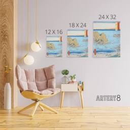 "Artery8 Shimosa Province Choshi Beach Canvas Wall Art Print Hiroshige in Blue - Size: W18"" x H24""" - thumbnail 4