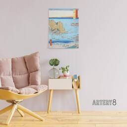 "Artery8 Shimosa Province Choshi Beach Canvas Wall Art Print Hiroshige in Blue - Size: W18"" x H24""" - thumbnail 3
