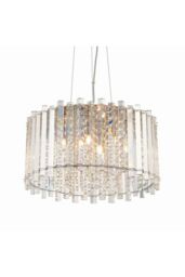Netlighting Hanna Pendant Clear Crystal (K5) Glass & Chrome Effect Plate 5 Light Dimmable IP20 G9 - thumbnail 1