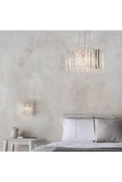 Netlighting Hanna Pendant Clear Crystal (K5) Glass & Chrome Effect Plate 5 Light Dimmable IP20 G9 - thumbnail 5