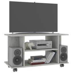 Berkfield Home TV Cabinet with Castors Concrete Grey 80x40x45 cm Engineered Wood - Size: 80 x 40 x 45 cm - thumbnail 3