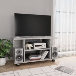 Berkfield Home TV Cabinet with Castors Concrete Grey 80x40x45 cm Engineered Wood - Size: 80 x 40 x 45 cm
