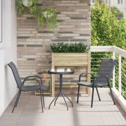 Berkfield Home Modern 3 Piece Garden Bistro Set Anthracite Textilene & Steel in Grey - thumbnail 2