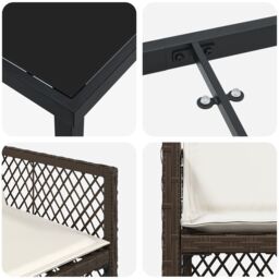 Berkfield Home 5 Piece Garden Dining Set with Cushions Brown Poly Rattan in Black - thumbnail 9