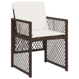 Berkfield Home 5 Piece Garden Dining Set with Cushions Brown Poly Rattan in Black - thumbnail 6