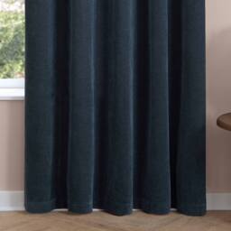 Furn Soft Chenille Blackout Eyelet Curtain Pair in Navy - Size: 117 cm width x 183 cm drop - thumbnail 7
